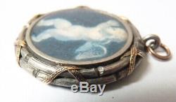 Pendentif médaillon en argent + OR + miniature Ange bijou ancien 18e siècle