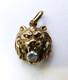 Petit Pendentif Ancien Lion Vermeil Argent Massif Et Strass