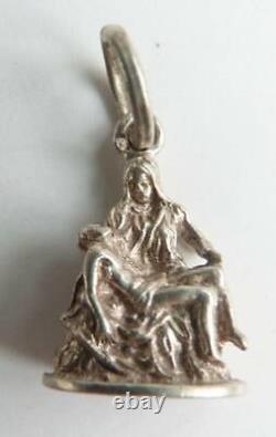 Piéta ancien petit pendentif argent massif silver pendant chatelaine Christ