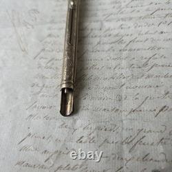 Porte Mine Porte Plume Grand STYLO CRAYON ARGENT Sceau Agate Ancien Fin XVIIIè