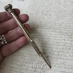 Porte Mine Porte Plume Grand STYLO CRAYON ARGENT Sceau Agate Ancien Fin XVIIIè