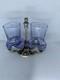 Porte-verres Ancien En Argent Massif Avec 2 Verres Violets