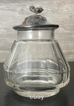 Pot à biscuits, bonbon ancien bonbonnière cristal et argent massif Baccarat