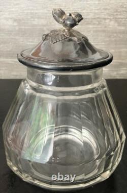 Pot à biscuits, bonbon ancien bonbonnière cristal et argent massif Baccarat