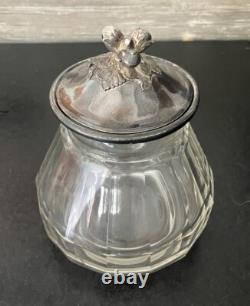 Pot à biscuits, bonbon ancien bonbonnière cristal et argent massif Baccarat