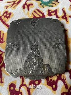 Poudrier Miroir De Sac Ancien Argent Massif Vermeil 900 Autriche Circa 1920