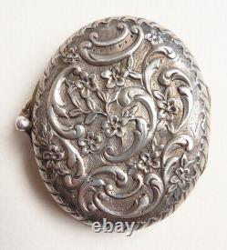 Poudrier boite argent massif miroir ancien vers 1900 silver box 46 gr