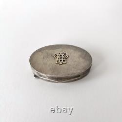 Poudrier miroir ancien en argent 800 et doré Travail français fin XIXeme