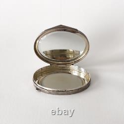 Poudrier miroir ancien en argent 800 et doré Travail français fin XIXeme