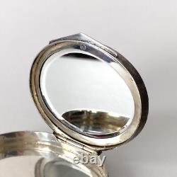 Poudrier miroir ancien en argent 800 et doré Travail français fin XIXeme