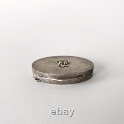 Poudrier miroir ancien en argent 800 et doré Travail français fin XIXeme