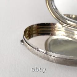 Poudrier miroir ancien en argent 800 et doré Travail français fin XIXeme