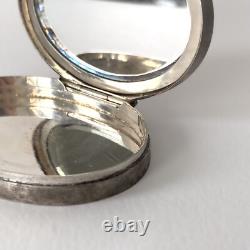 Poudrier miroir ancien en argent 800 et doré Travail français fin XIXeme