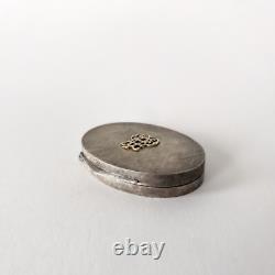 Poudrier miroir ancien en argent 800 et doré Travail français fin XIXeme