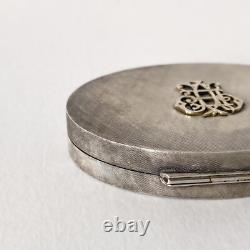 Poudrier miroir ancien en argent 800 et doré Travail français fin XIXeme