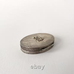 Poudrier miroir ancien en argent 800 et doré Travail français fin XIXeme