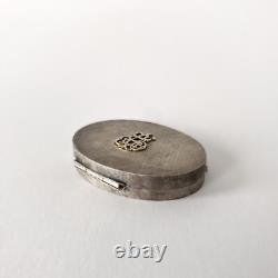 Poudrier miroir ancien en argent 800 et doré Travail français fin XIXeme