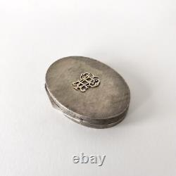 Poudrier miroir ancien en argent 800 et doré Travail français fin XIXeme