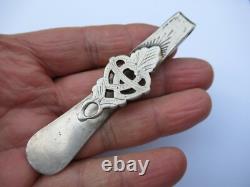 RARE ANCIEN CROCHET DE CHATELAINE à CISEAUX argent massif silver SCISSOR HOOK