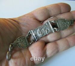 RARE ANCIEN CROCHET DE CHATELAINE à CISEAUX argent massif silver SCISSOR HOOK