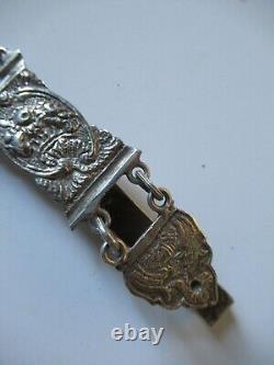 RARE ANCIEN CROCHET DE CHATELAINE à CISEAUX argent massif silver SCISSOR HOOK
