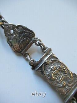 RARE ANCIEN CROCHET DE CHATELAINE à CISEAUX argent massif silver SCISSOR HOOK