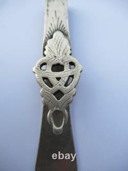 RARE ANCIEN CROCHET DE CHATELAINE à CISEAUX argent massif silver SCISSOR HOOK