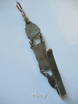 RARE ANCIEN CROCHET DE CHATELAINE à CISEAUX argent massif silver SCISSOR HOOK