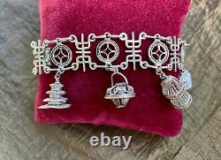 RARE Ancien Bracelet Argent massif Japon CHARMS Ancient Solid Silver Bracelet