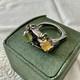Rare Naturel Saphir Jaune / Vert, Ancienne Bague En Argent, Finition Or