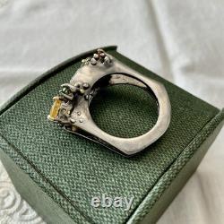 RARE NATUREL SAPHIR JAUNE / VERT, ANCIENNE BAGUE En ARGENT, FINITION OR