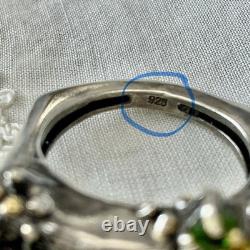 RARE NATUREL SAPHIR JAUNE / VERT, ANCIENNE BAGUE En ARGENT, FINITION OR