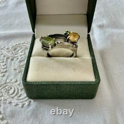 RARE NATUREL SAPHIR JAUNE / VERT, ANCIENNE BAGUE En ARGENT, FINITION OR