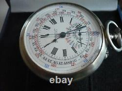 RARE montre gousset ancienne chronographe en argent, fonctionne, 55 mm (2)