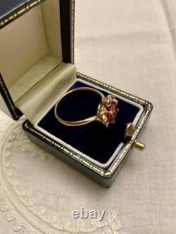 Rare ANCIENNE BAGUE BELLE TOURMALINE, RUBIS, ARGENT MASSIF /OR ROSE VERMEIL
