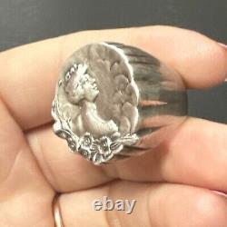 Rare Ancienne Bague En Argent Massif Jonc Alliance Anneaux Créateur art nouveau