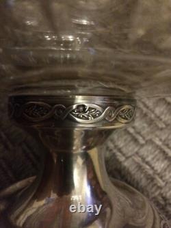 Rare Ancienne Coupe Centre De Table Cristal Épais Pied En Argent Massif Minerve