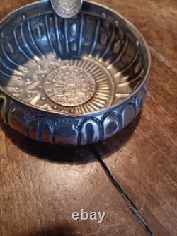 Rare Cendrier ancien pièce de collection historique argent massif espagne 1808 C
