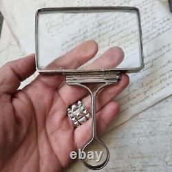 Rare Grande Loupe Ancienne En Argent 1900 Solid Silver Magnifying Glass