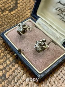 Rare Véritable Météorite Tombée Du Ciel, Argent, Anciennes Boucles D'oreilles
