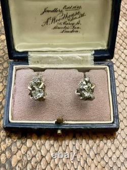 Rare Véritable Météorite Tombée Du Ciel, Argent, Anciennes Boucles D'oreilles