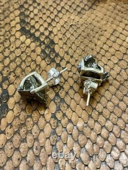 Rare Véritable Météorite Tombée Du Ciel, Argent, Anciennes Boucles D'oreilles