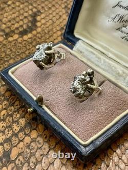 Rare Véritable Météorite Tombée Du Ciel, Argent, Anciennes Boucles D'oreilles