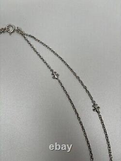 Rare ancien Sautoir Double 1900 en Argent Massif Maille et Fleurs de Lys