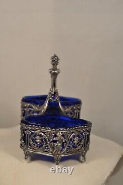 SALIERE SALERON ANCIEN ARGENT MASSIF ANTIQUE SILVER SALT CELLAR 19th c