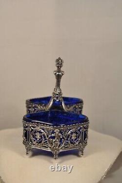 SALIERE SALERON ANCIEN ARGENT MASSIF ANTIQUE SILVER SALT CELLAR 19th c