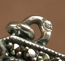 SUPERBE COLLIER ANCIEN en ARGENT MASSIF ART DECO SERTI DE PIERRES