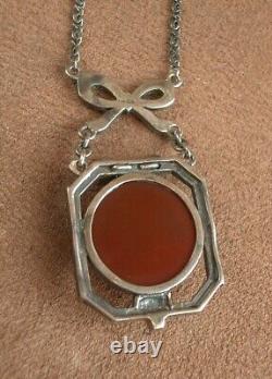 SUPERBE COLLIER ANCIEN en ARGENT MASSIF ART DECO SERTI DE PIERRES