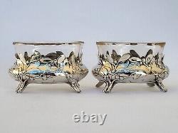 SUPERBE ancienne PAIRE DE SALERONS en ARGENT MASSIF ART NOUVEAU CHARLES MURAT
