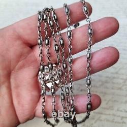 Sautoir Argent XIXè Ancien Long Collier 140 cm 19thC Silver Necklace